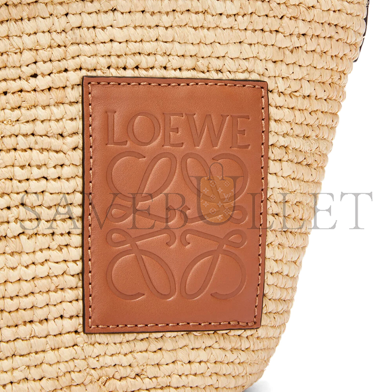L0ew* SLIT POCHETTE BAG IN RAFFIA AND CALFSKIN 328.24.W10 (27*17*9cm)